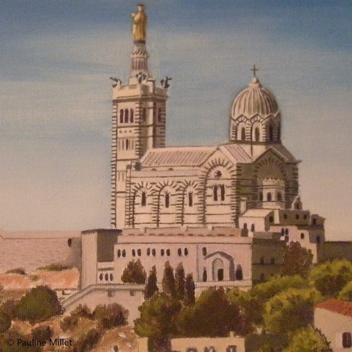 Marseille notre dame peinture à l'huile pauline millet