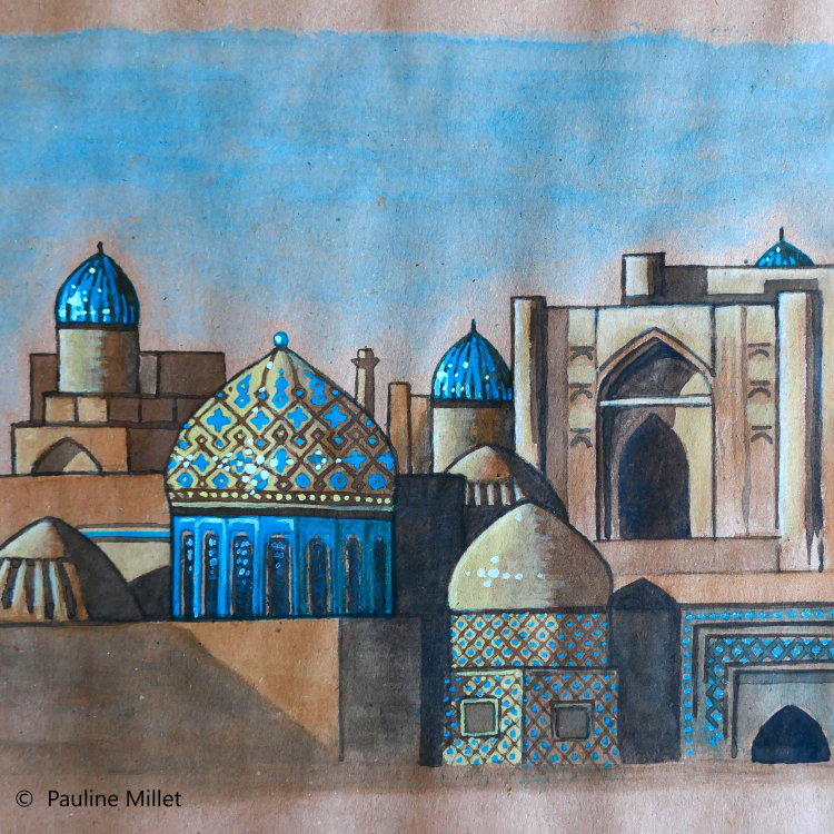 Samarcande aquarelle ouzbékistan illustration pauline millet